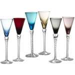 CIRCLEWARE 6 PIECE TWIST MULTI COLORED CORDIAL WINE WHISKEY GLASSES WITH CLEAR STEMS | CIR-51160