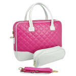 MYGIFT 14.1 INCH PINK DIAMOND QUILTED PATTERN WITH WHITE ACCENT | MYGIFT
