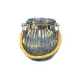 DECORATIVE RIBBED ROPE HANDLE GLASS VASE (10X14CM) | DBT-020112