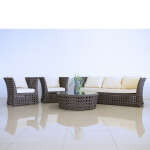 OUTDOOR LOUNGE SET 3 SEAT SOFA WITH 2 CHAIRS AND TABLE BROWN | ST1135BR