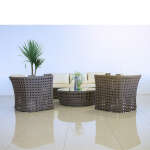 OUTDOOR LOUNGE SET 3 SEAT SOFA WITH 2 CHAIRS AND TABLE BROWN | ST1135BR - Image 2