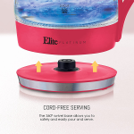 ELITE PLATINUM 1.7L GLASS CORDLESS ELECTRIC KETTLE RED | EKT-300R - Image 2