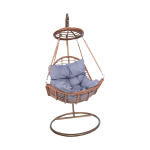 RATTAN SWINGS ESST W/TOP WHEEL BN CUSH GREY | 366A
