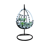RATTAN SWING ESST  OVAL WH/BLK / CUSH WH/GRN KLAVER | G-6123