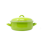 EMAILLE POT WITH LID 10X26CM GREEN | AV006744