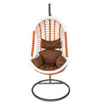RATTAN NACELLE S/S ESST OVAL BOX/BRN WHITE W/BROWN CUSHION | 6078