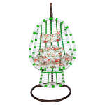 RATTAN SWING ESST W/FOOTR OVAL WH/GRN CUSH WH/FLOWERS | G-6108