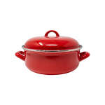 20CM RED STEEL COOKING POT W/LID | KIRP-66006782