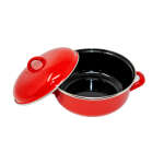 20CM RED STEEL COOKING POT W/LID | KIRP-66006782 - Image 3