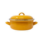 22CM YELLOW STEEL COOKING POT  W/LID | KIRP-66009202