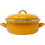 26 CM YELLOW STEEL COOKING POT W/LID | KIRP-66009226