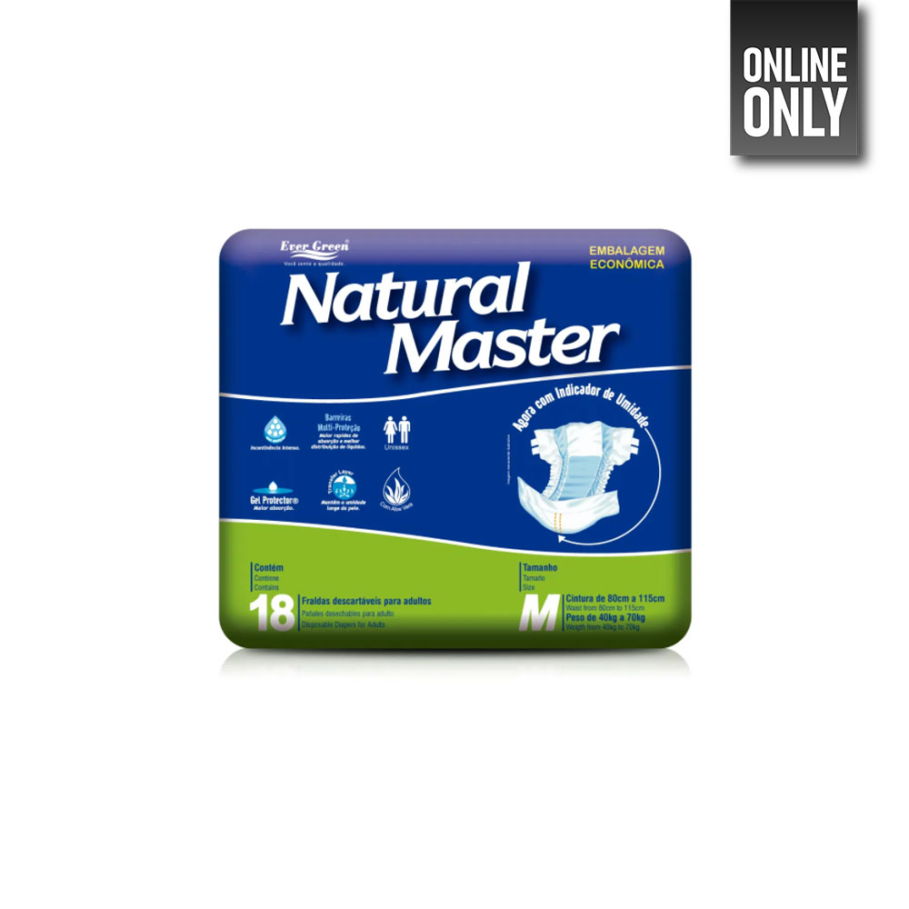EVERGREEN NATURAL MASTER ADULT DISPOSABLE DIAPERS 18 PC M | 7896064486101