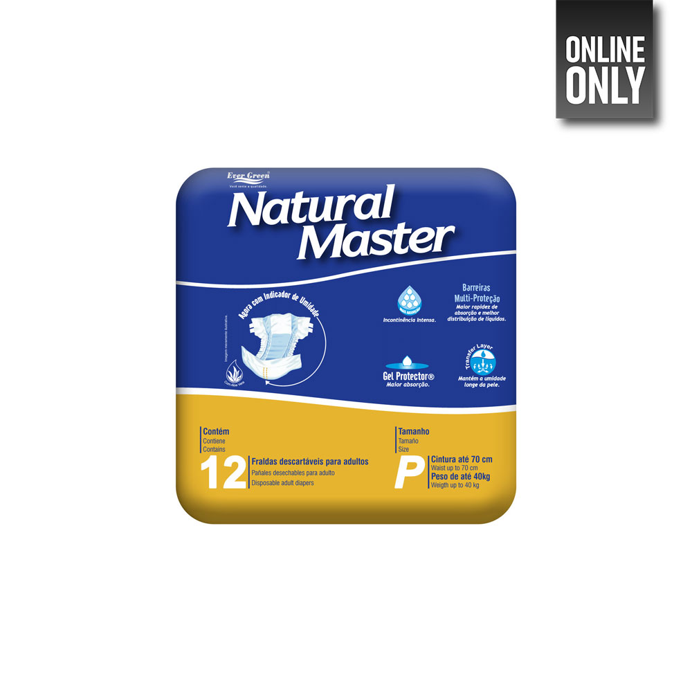 EVERGREEN NATURAL MASTER ADULT DISPOSABLE DIAPERS 12 PC SM | 7896064486118