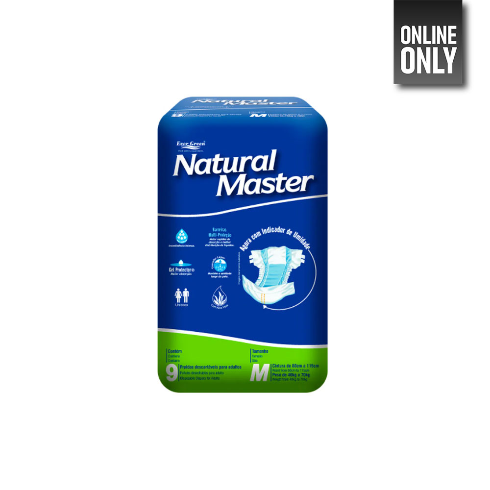 EVERGREEN NATURAL MASTER ADULT DISPOSABLE DIAPERS 9 PC M | 7896064486125