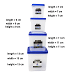 4 PC. CUBE PLASTIC STORAGE CONTAINER SET | PRIMO-M373032 - Image 5