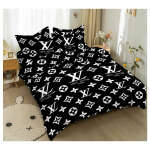 BED SHEET WITH PILLOW CASE SET LOUIS VUITTON BLACK  | HIR-XBL-814