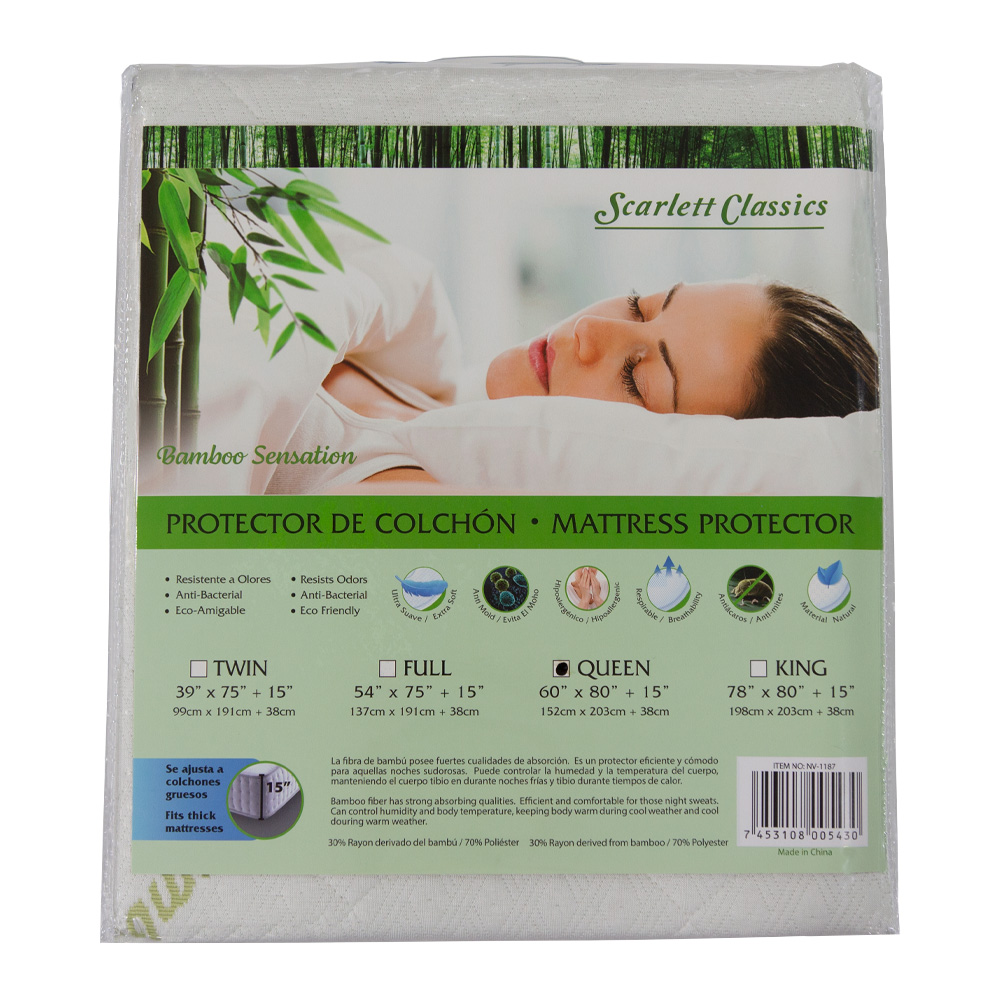 SCARLETT CLASSICS BAMBOO MATTRESS PROTECTOR QUEEN | NV-1187