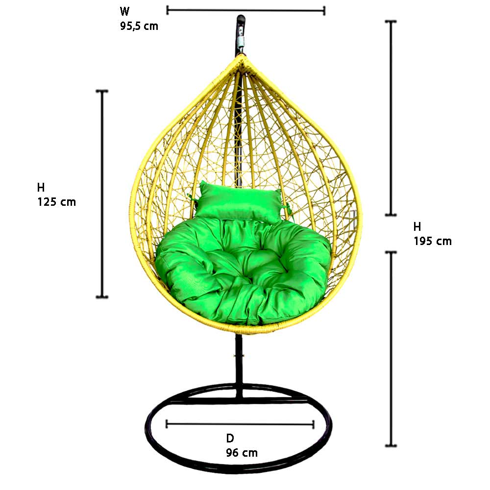 GREEN RATTAN SWING WITH CUSHION | PPZ22001004