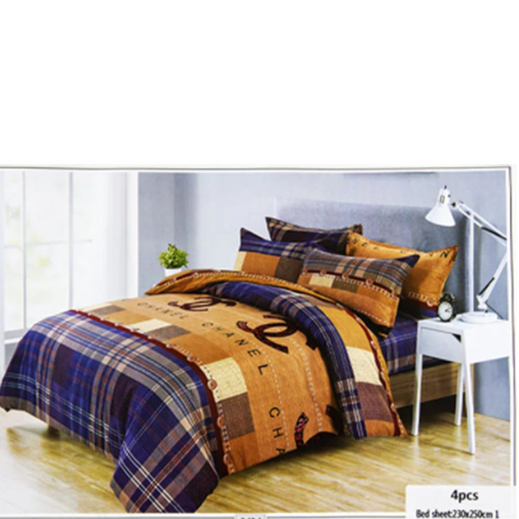 CHANEL BED SHEET WITH PILLOW CASE SET  BROWN BLUE | CHANEL B/B