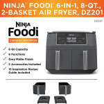 NINJA FOOD 4-IN-1 8-QUART 2 BASKET AIR FRYER | DZ100 - Image 8
