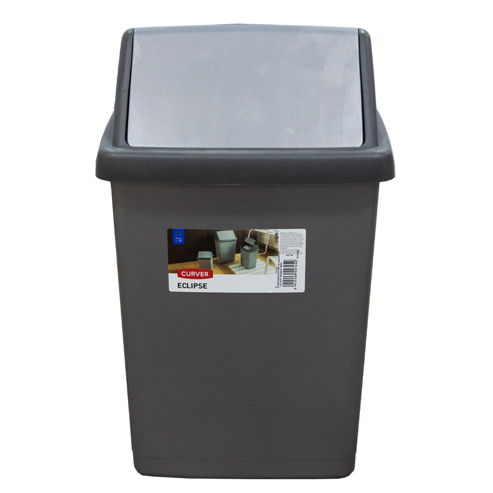 ECLIPSE 10L STEEL/GREY GARBAGE CAN | CVR-243728