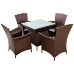 PATIO SET 4 CHAIRS +1 TABLE BROWN | CNT-DY8632