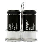 GLASS SALT & PEPPER SET WITH RACK | DBT-109572
