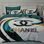 BEDSHEET WITH PILLOW CASE CHANEL WHITE GREEN MIX | HIR-CHANEL WG