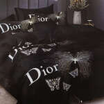 BEDSHEET WITH PILLOW CASE CHRISTIAN DIOR BLACK | HIR-DIOR ZWART