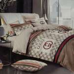 BEDSHEET WITH PILLOW CASE GUCCI BROWN CREAM | HIR-GUCCI  BC