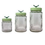 STORAGE JAR SET BUTTERFLY GREEN 3 PC | SOLM142204-502