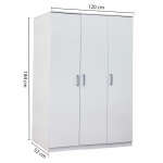 BURDUR 3 DOOR CLOSET WHITE 184x120x52 CM | 32820 - Image 5