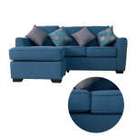 HOME TRENDS 3-SEAT SOFA SET W/ OTTOMAN FRESNO BLUE | 80239+40