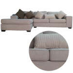HOME TRENDS 3-SEAT SOFA SET W/ LOUNGE CHASE TUCSON CREME | 81265+66 - Image 2
