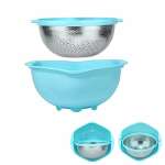 STAINLESS STEEL 2 IN 1 MULTIFUNCTIONAL STRAINER BLUE | 83225
