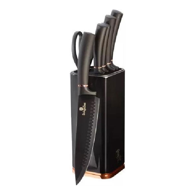 BH-2422 BERLINGER HAUS KITCHEN KNIFE SET WITH BLACK STAND | BH-2422 - Image 1
