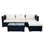 COSTWAY RATTAN 5PC OUTDOOR PATIO CORNER SOFA SET WITH COFFEE TABLE | GD924A - Image 2