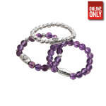 ALEX AND ANI AMETHYST GEMSTONE STRETCH RINGS, SET OF 3 | AASRP - Image 2