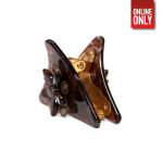 TRAINGLE BROWN WITH FLOWER HAIR CLIP | HC-TRBRFLOW - Image 4