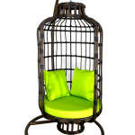 SINGLE BROWN BIRD SHAPED CAGE SWING WITH GREEN PILLOWS | WF-SBR2 - Image 2