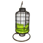 SINGLE BROWN BIRD SHAPED CAGE SWING WITH GREEN PILLOWS | WF-SBR2 - Image 3