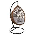 OUTDOOR SINGLE BROWN SWING WITH GREY CUSHION | WF-SE1 - Image 3