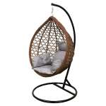 OUTDOOR SINGLE BROWN SWING WITH GREY CUSHION | WF-SE1