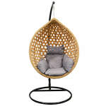 SINGLE BROWN SWING CHAIR WITH GRAY CUSHION | WF-SE2