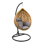SINGLE BROWN SWING CHAIR WITH GRAY CUSHION | WF-SE2 - Image 3