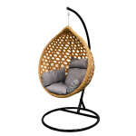 SINGLE BROWN SWING CHAIR WITH GRAY CUSHION | WF-SE2 - Image 2