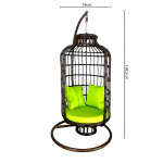 SINGLE BROWN BIRD SHAPED CAGE SWING WITH GREEN PILLOWS | WF-SBR2 - Image 5