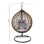 OUTDOOR SINGLE BROWN SWING WITH GREY CUSHION | WF-SE1 - Image 6