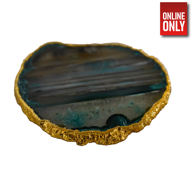 Green marble gold coaster