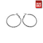 SILVER ROUND MEDIUM TWISTED DIAMOND-CUT EARRING | 422329-1S